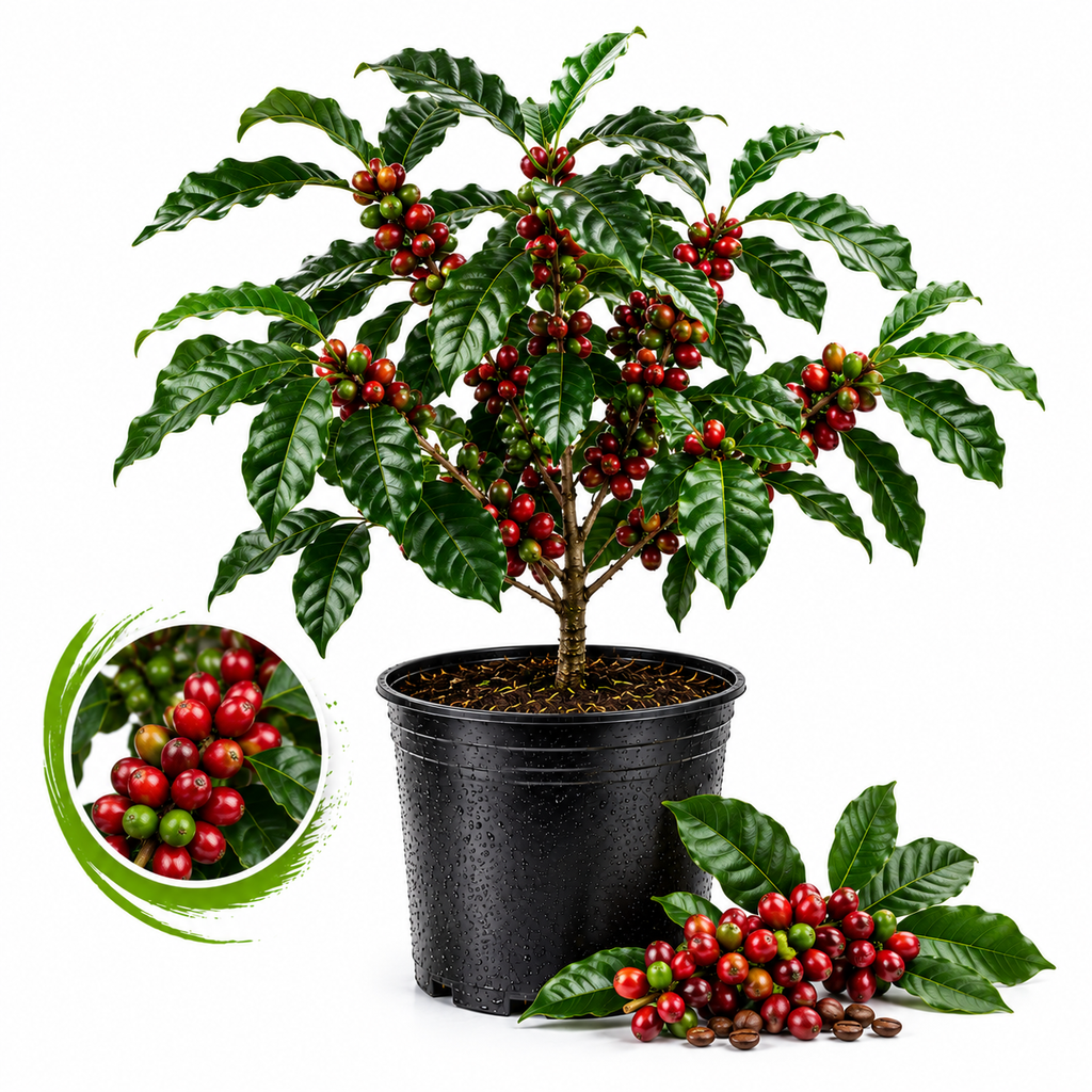 Arabica Coffee Live Plant, 2-3 Feet Tall in 3 Gallon Pot, Glossy Evergreen Houseplant for Indoor Decor and Kitchen Gardens (No Ship to CA, HI, AK)