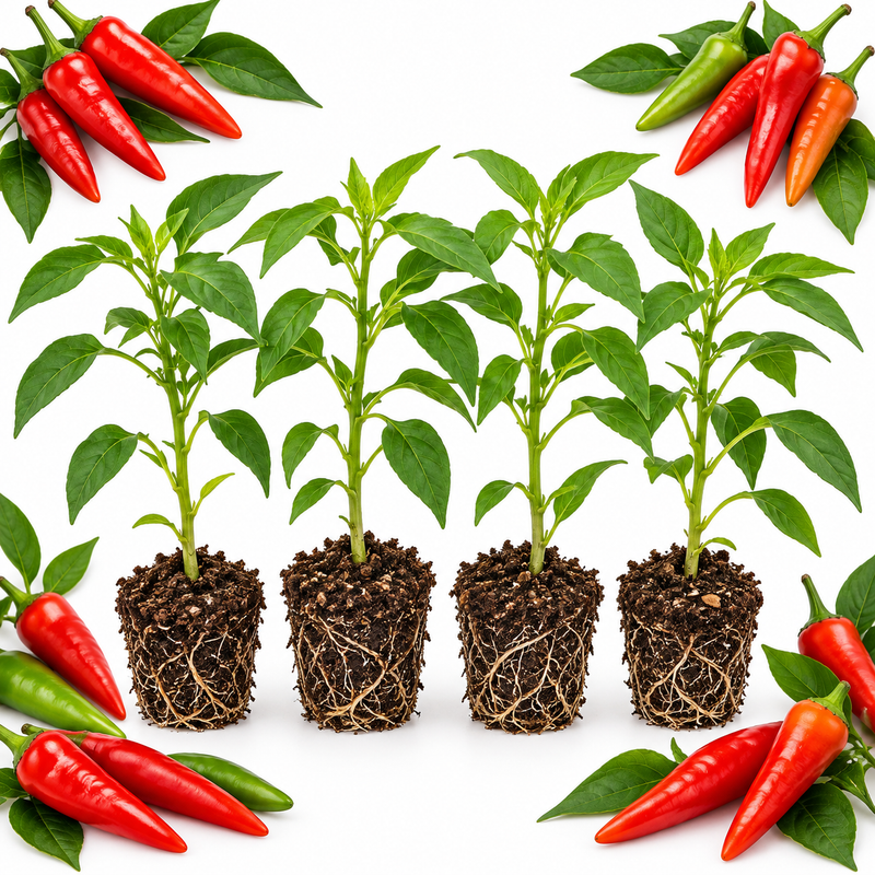 4 Super Hot Pepper Plant Live for Planting, 75+ Days Old Non GMO Live Pepper Plants, High Yield, Spicy and Flavorful, Ideal for Containers & Raised Beds
