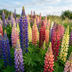 50 Pcs Lupine Seeds  Perennial, High Germination Rainbow Mix for Planting, Low Maintenance Tall Colorful Flowers for Sunlit Outdoor Gardens