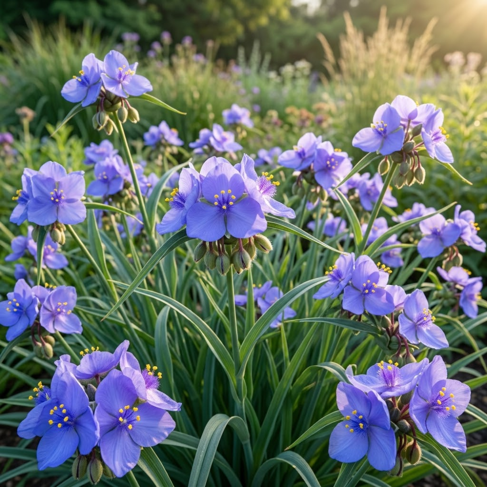 100 Pcs Ohio Spiderwort Seeds for Planting Outdoors, Non-GMO Heirloom Perennial Flowers, Low Maintenance Blue Blooms for Yard Borders
