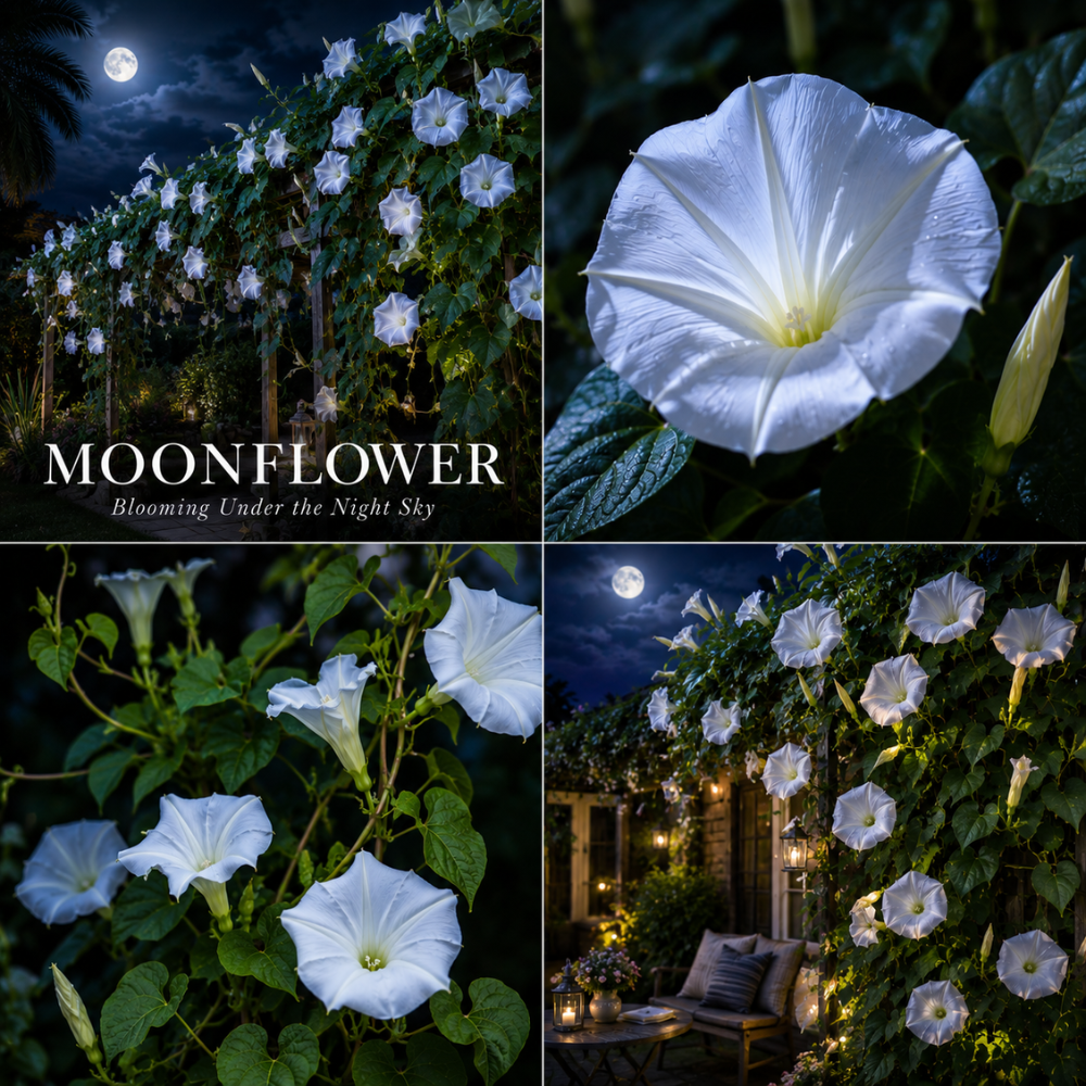 15 Pcs Moonflower Seeds, High Germination Climbing Vines for Planting, Low Maintenance Striking White Evening Blooms for Sunlit Gardens