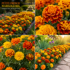 300 Pcs Petite French Marigold Seeds Mix for Planting Outdoors, Non-GMO Heirloom Dwarf Flowers, Low Maintenance Orange Yellow & Red Blooms for Yard Borders
