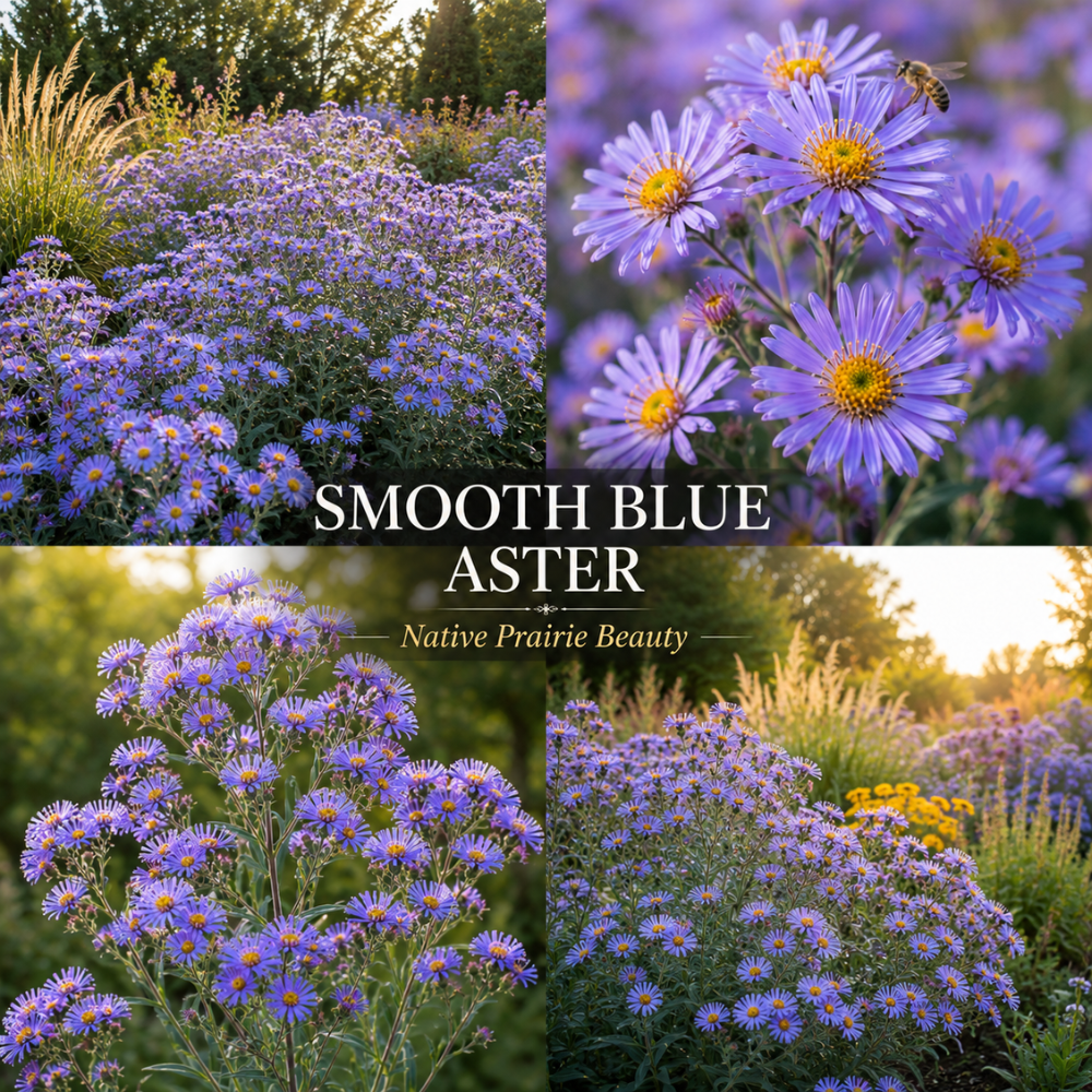 500 Pcs Blue Aster Seeds for Planting Outdoors, Non-GMO Heirloom Perennial Flower Seeds, Cold-Hardy Lavender Blue Blooms for Yard Borders