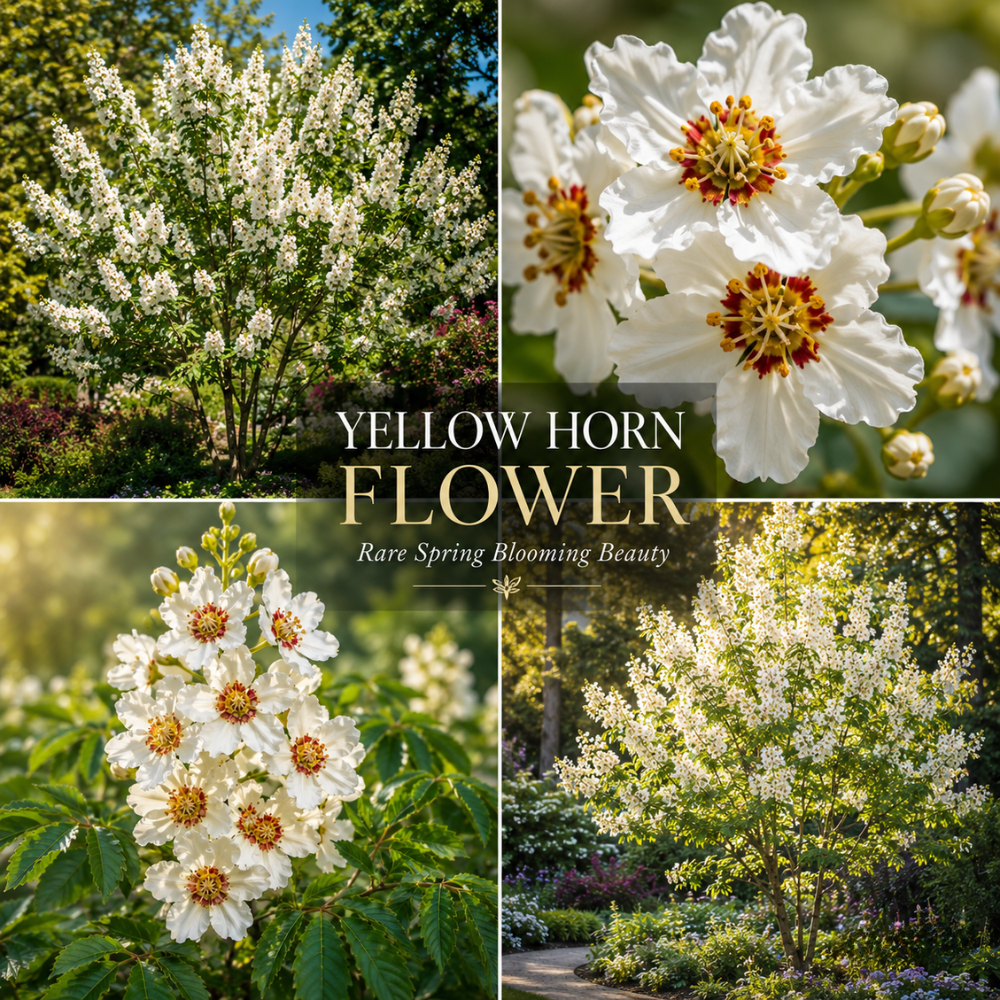 5 Pcs Yellowhorn Seeds for Planting Outdoors, Non-GMO Heirloom Shrub Seeds, Low Maintenance Cold-Hardy Star-Shaped Blooms for Yard Borders