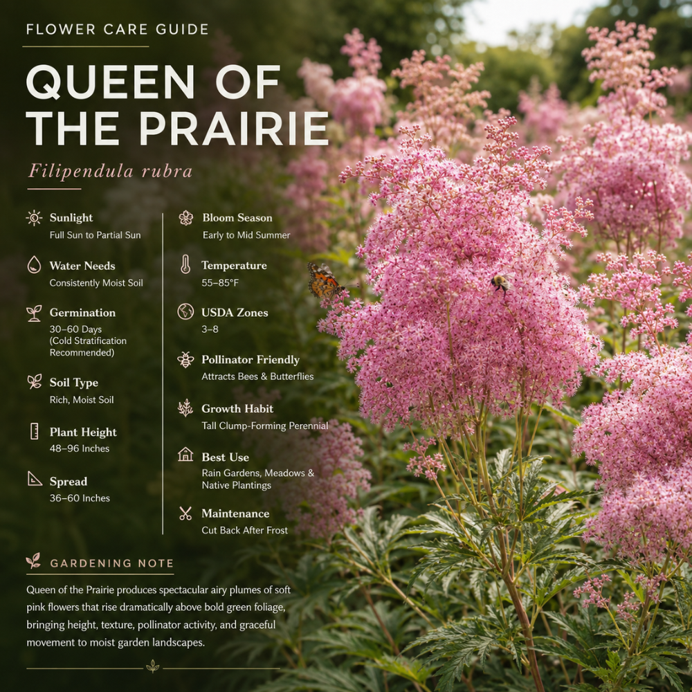 25 Pcs Queen of the Prairie Seeds for Planting Outdoors, Non-GMO Heirloom Perennial Seeds, Striking Feathery Pink Blooms for Yard Borders