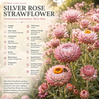 25 Pcs Silver Rose Strawflower Seeds, Heirloom Non-GMO Annual, Low Maintenance Silvery Pink Blooms for Cut Flowers