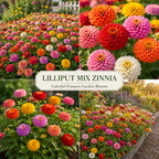 50 Dwarf Zinnia Seeds Lilliput Mixture for Planting Outdoors, Non-GMO Heirloom Flower Seeds, Low Maintenance Dwarf Pom-Pom Blooms for Patios & Gardens