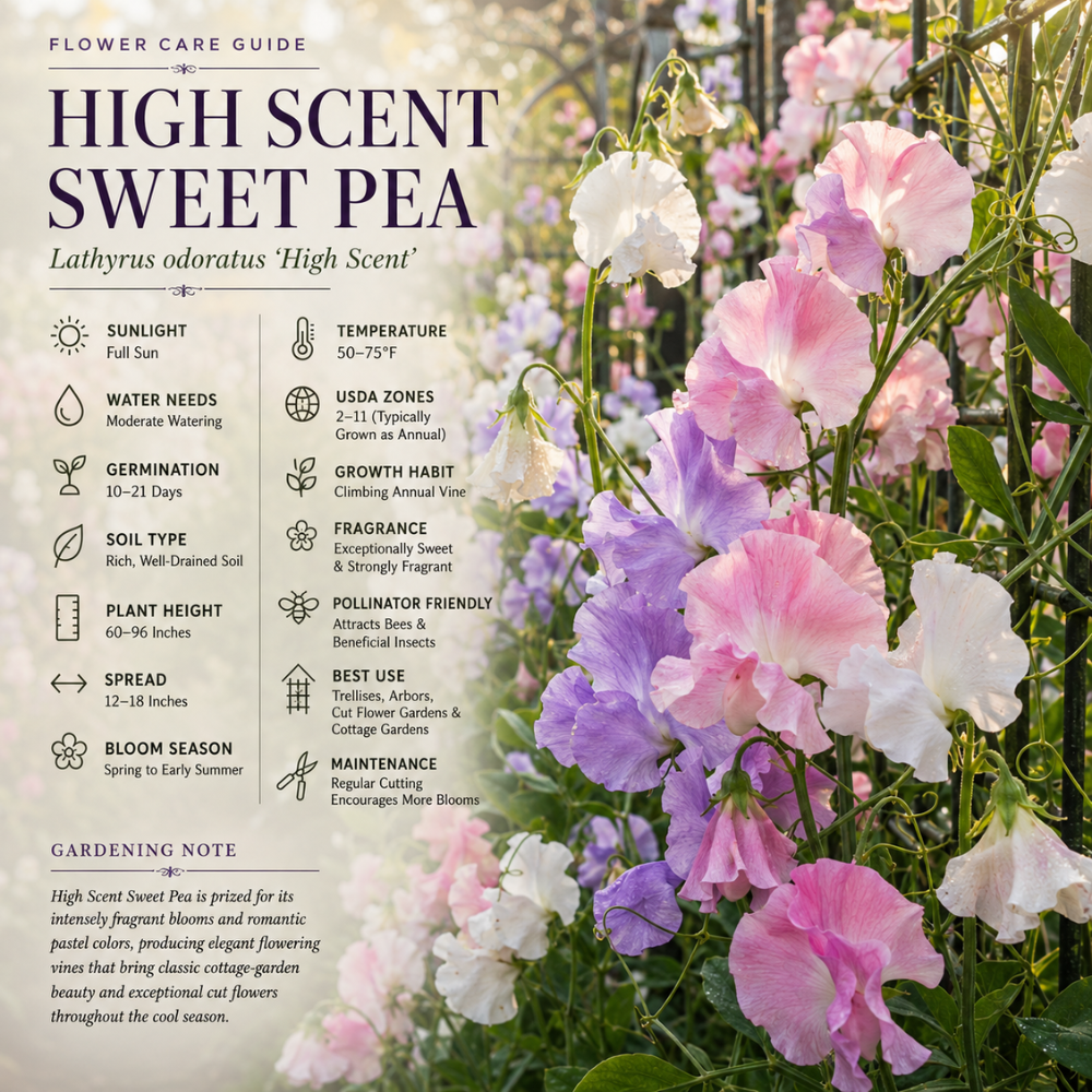 20 Pcs High Scent Sweet Pea Seeds for Planting Outdoors, Non-GMO Heirloom Climbing Vine Seeds, Low Maintenance Fragrant Blooms for Trellises