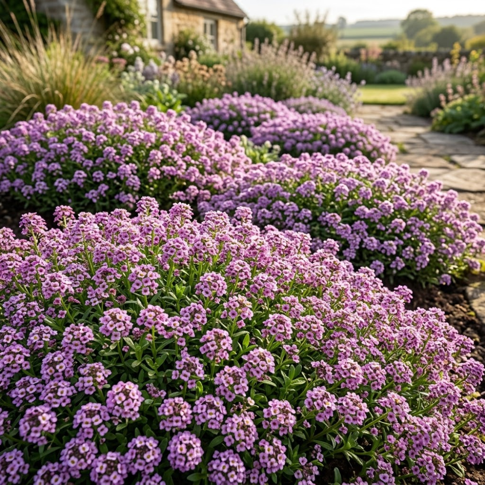 1500 Alyssum Seeds for Planting, Vigorous Non-GMO Heirloom Rosie Purple Seeds, Low Maintenance Fragrant Blooms for Borders & Patios