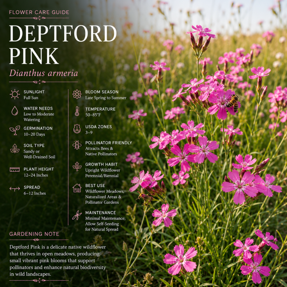 100 Pcs Deptford Pink Seeds for Planting Outdoors Non-GMO Heirloom Wildflowers, Low Maintenance Pink Blooms for Yard Borders
