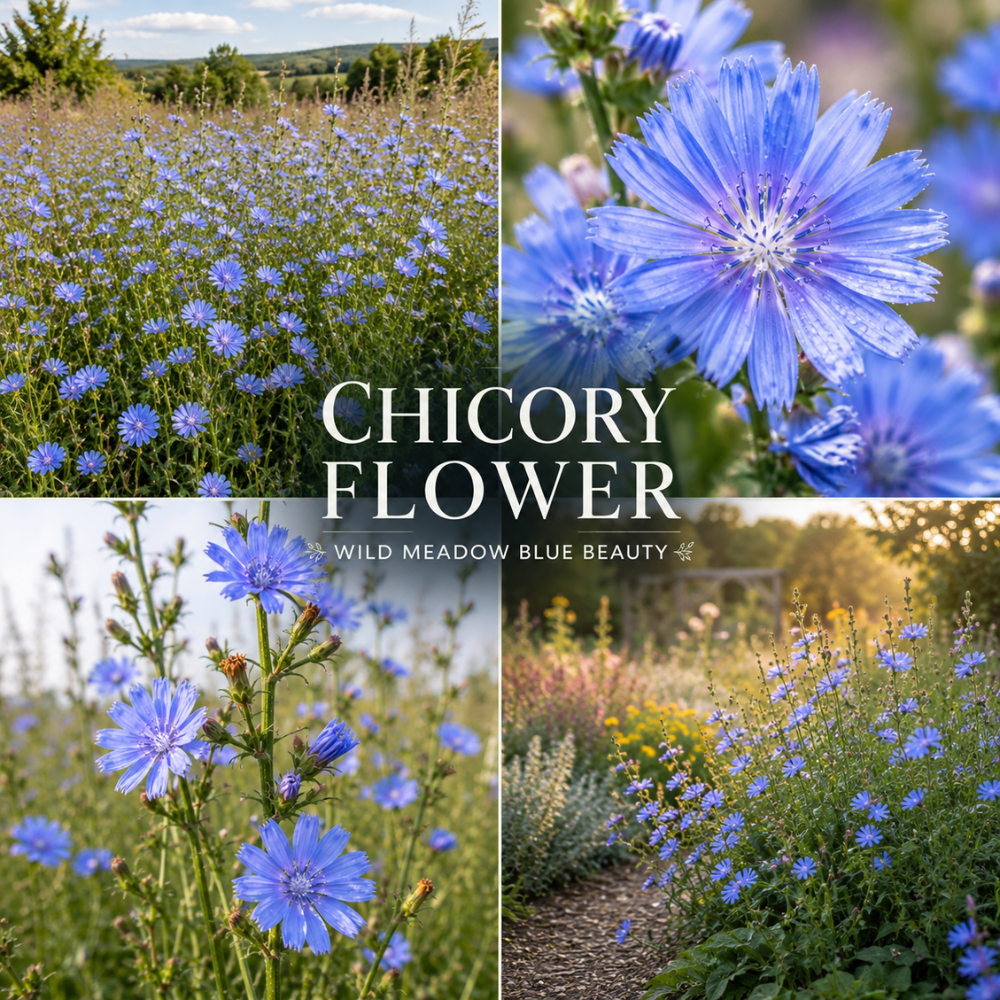 200 Pcs Chicory Seeds for Planting Outdoors, Non-GMO Heirloom Herb Seeds, Low Maintenance Cold-Hardy Blue Blooms for Yard Borders