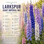 250 Rocket Larkspur Giant Imperial Mix Seeds for Planting Outdoors, Non-GMO Heirloom Flower Seeds, Sturdy Tall Stalks & Striking Floral Spikes for Cut Gardens