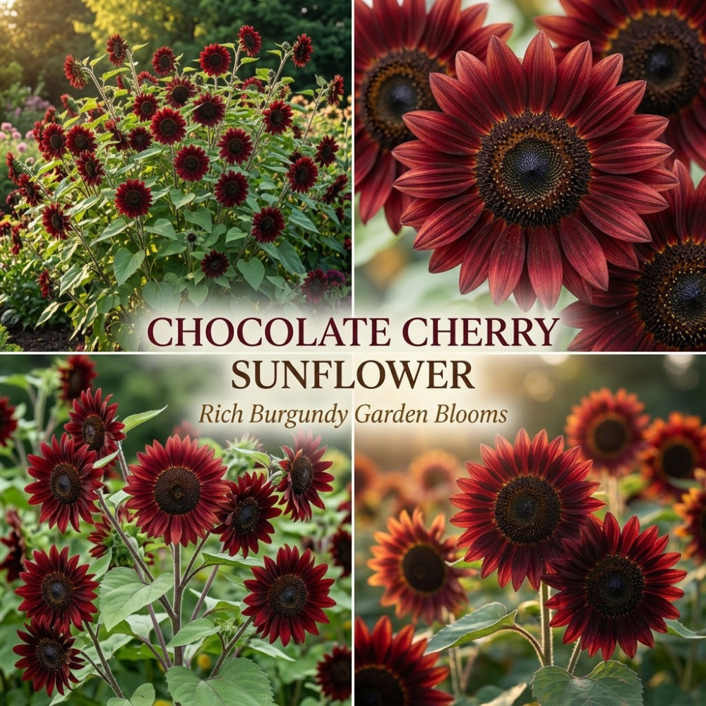 25 Sunflower Seeds Chocolate Cherry for Planting Outdoors, Non-GMO Heirloom Flower Seeds, Striking Dark Burgundy Blooms for Cut Gardens