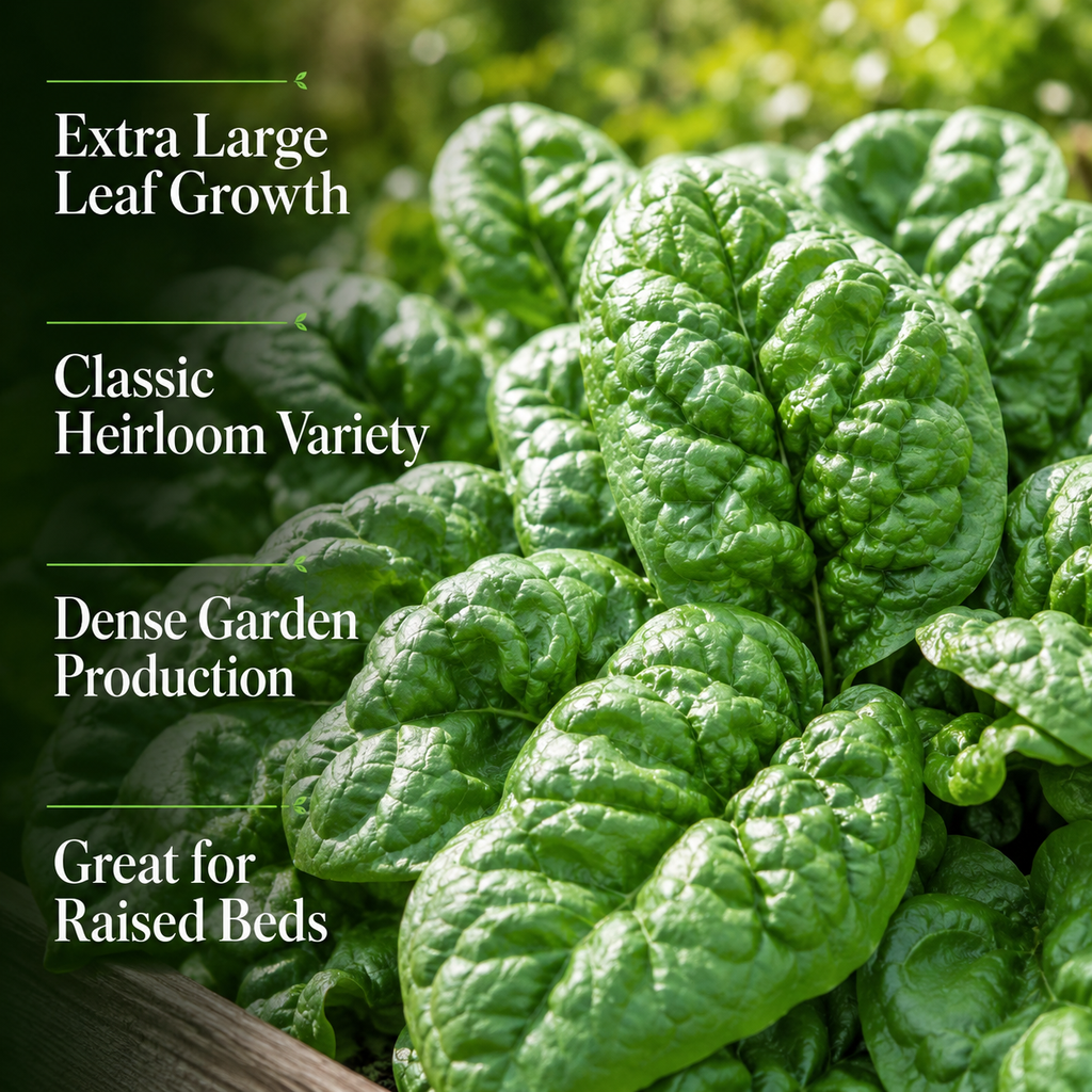 200 Pcs Noble Giant Spinach Seeds for Planting, Non GMO, Heirloom Spinach Vegetable Seeds, Fast Growing, Ideal for Home Gardens