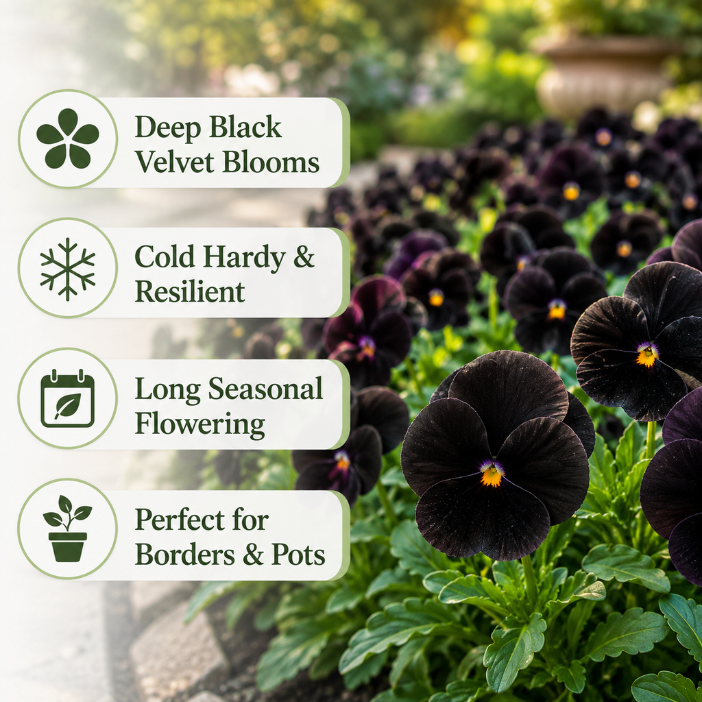 25 Sorbet Series Black Delight Viola Seeds, Non GMO, Easy to Grow, Cool Season Flower Seeds for Outdoor Planting