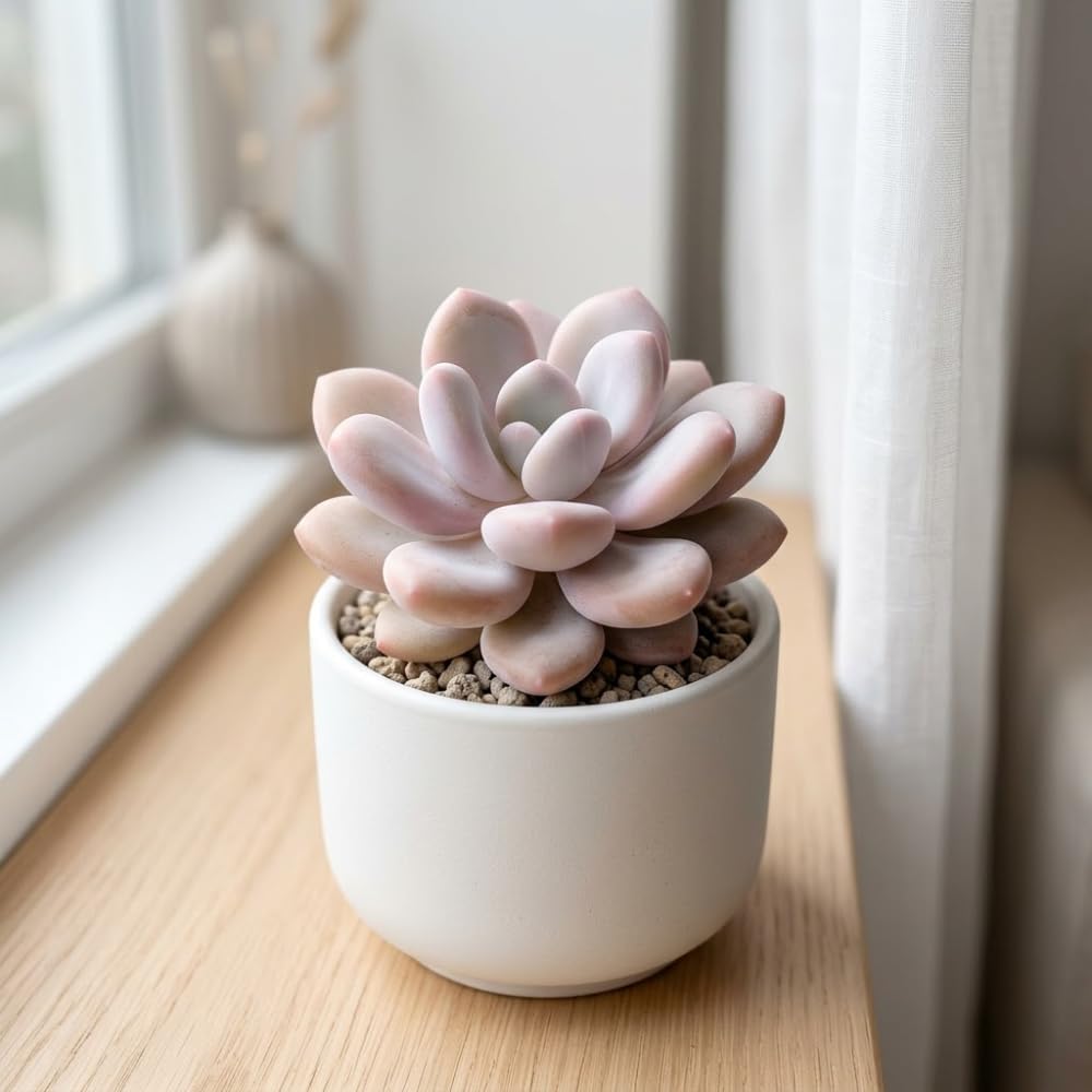 Live Succulent Plant, Pachyphytum Oviferum Pink Moonstone Plant, 2" Pot, Easy to Care Drought Tolerant Décor, Low Maintenance Compact Succulent