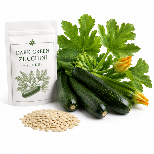 25 Dark Green Zucchini Seeds, Non GMO, Heirloom, High-Yield Summer Squash Seeds, for Pots, Containers & Gardens