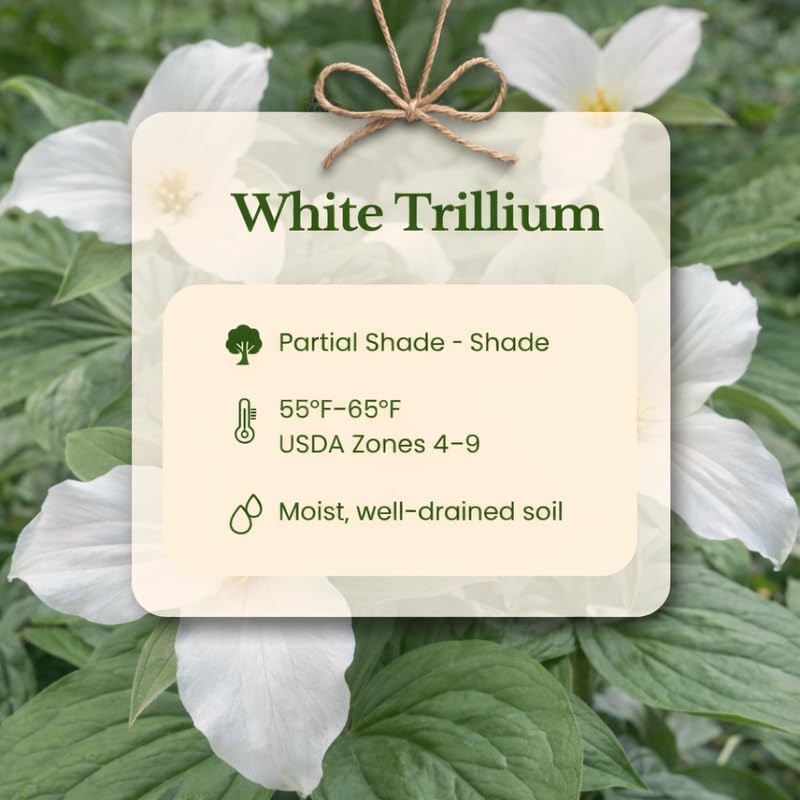 5 White Trillium Bulbs for Planting, Large Bulbs, Perennial Flower Bulbs for Outdoor Garden and Woodland Landscaping