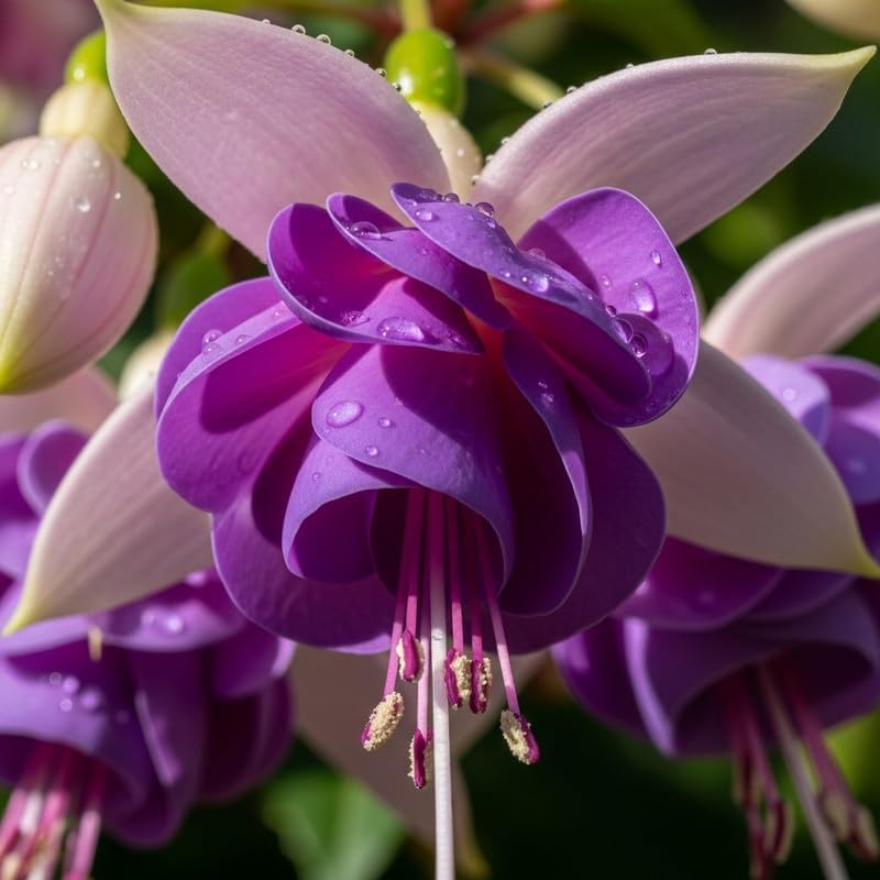 Blue Eyes Fuchsia Plant Live in Gallon Pot, Low Maintenance Fuchsia Hanging Basket, Fast Growing, Colorful Blooming Flowering Plant for Patio, Garden & Containers