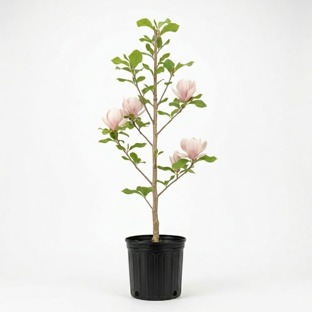 Star Magnolia Tree, 12-18 Inch Tall in 1 Gallon Pot, White Flowering Deciduous Shrub for Backyard and Garden Rows