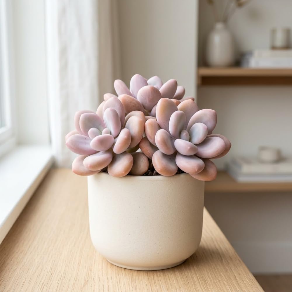 Succulent Plant Live, Pink Moonstone Succulent, 2" Potted Pachyphytum Oviferum, High-Vigor Low Maintenance Houseplant