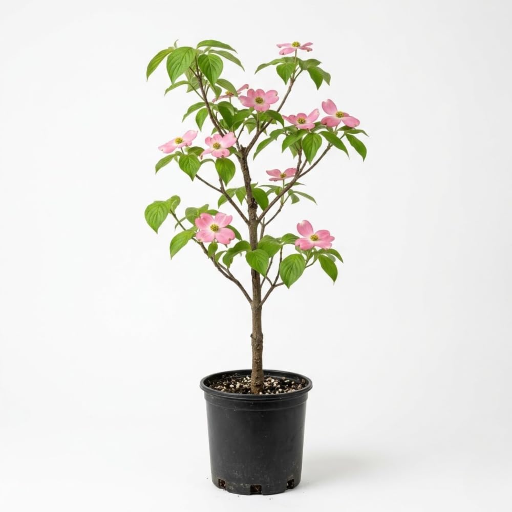 Kousa Japanese Dogwood Tree Live Plant, 12-18 Inch Tall in Quart Pot, White Flowering Ornamental Tree, Cold-Hardy Flowering Shrub for Sun or Shade