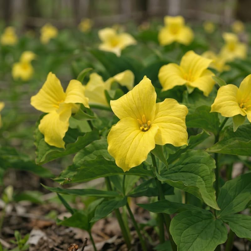 5 Yellow Trillium Bulbs, Native Wildflower, Low Maintenance, Perennial Flower Bulbs for Outdoor Garden