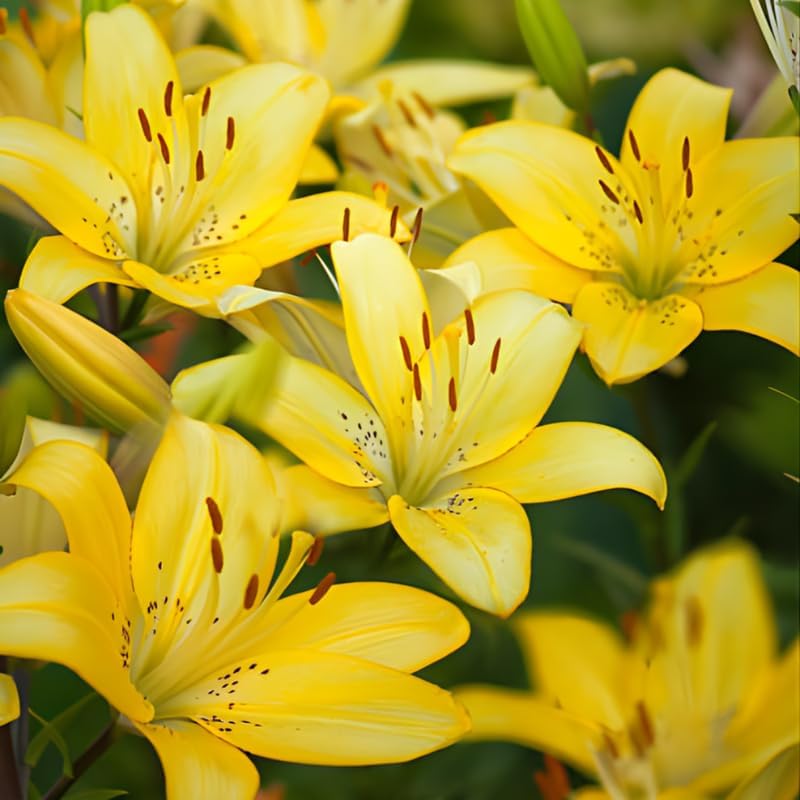 4 Mixed Asiatic Lily Bulbs, Easy Care Flowering Perennial, Low Maintenance Flowering Bulbs for Sunny Outdoor Spots