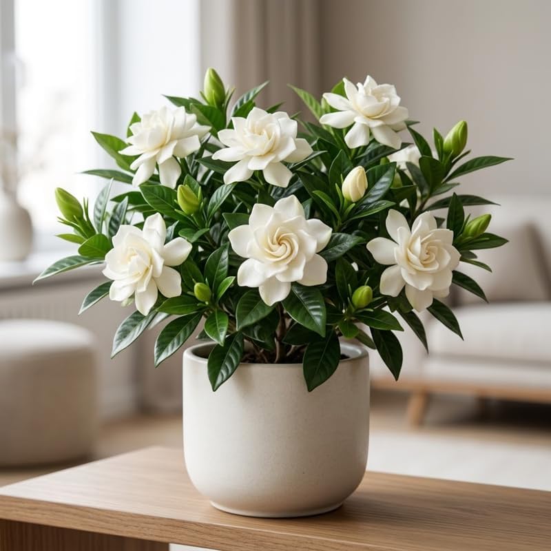 Frostproof Gardenia Jasminoides Plant, 4-5" Tall, High-Vigor Cold-Hardy Evergreen for Home Landscapes, Fragrant White Blossoms for Sun or Shade