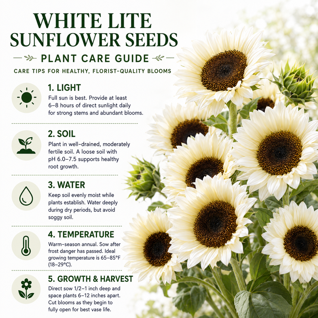 60 White Nite Sunflower Seeds for Planting, Non-GMO, Easy to Grow, Fast Growing, Single-Stem Hybrid Sunflower Seeds, Perfect Unique Gift, Ideal for Borders & Outdoor Spaces
