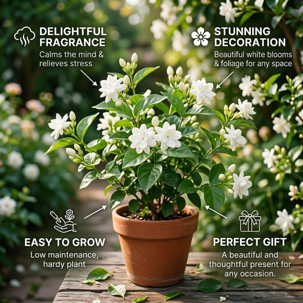 Grand Duke Jasmine Live Plant – 4–5 Inch Tall Tuscany Jasmine | Fragrant Flowering Houseplant | Gift Story Card Included | Friendship & New Home Gift for Women