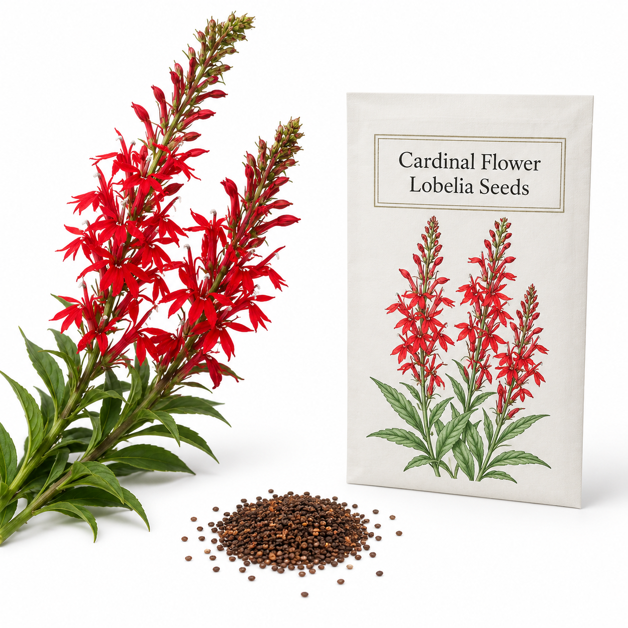 750 Cardinal Flower Seeds for Planting Outdoors, Non-GMO Lobelia cardinalis Seeds, Heirloom, Easy Care, High Yield, Perennial Wildflower Seeds