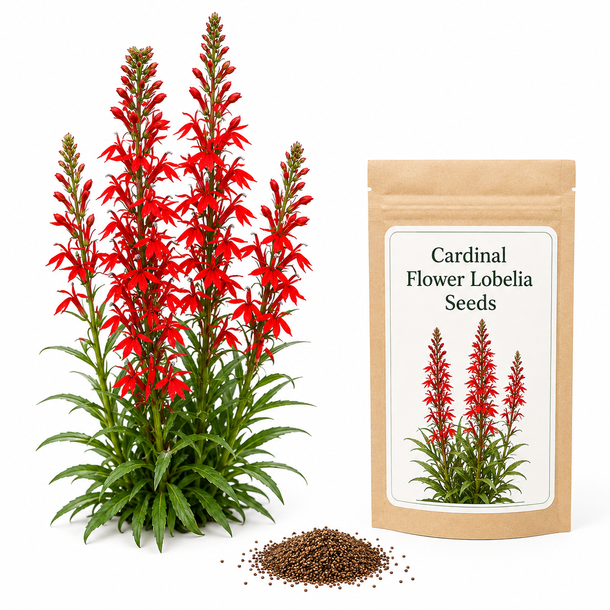 250 Red Cardinal Flower Seeds, Non-GMO Lobelia cardinalis Seeds, Easy to Grow, Vibrant Scarlet Red Flower Spikes, Perennial Wildflower Seeds for Gardens