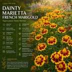 200 Pcs Dainty Marietta French Marigold Seeds for Planting Outdoors, Non-GMO Heirloom Dwarf Flowers, Low Maintenance Yellow & Maroon Blooms for Yard Borders