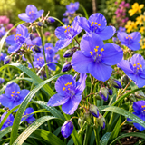 200 Pcs Ohio Spiderwort Seeds, Heirloom Blue Floral Mix for Planting, Robust Fast-Growing Perennial Plants for Sunlit Gardens