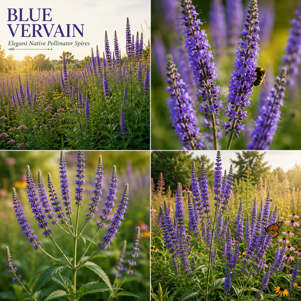 200 Pcs Blue Vervain Seeds for Planting Outdoors, Non-GMO Heirloom Perennial Flowers, Low Maintenance Purple-Blue Spikes for Moist Yard Borders