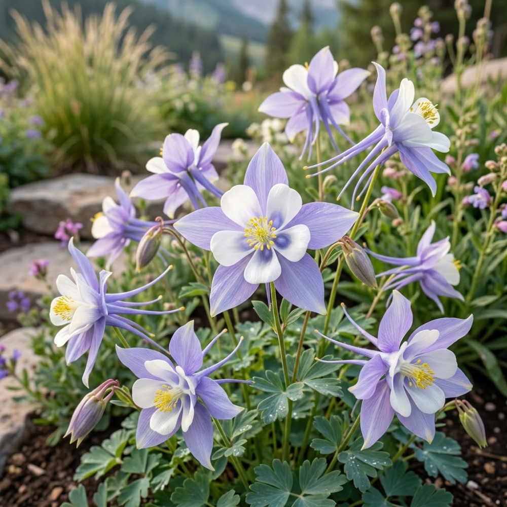 300 Pcs Columbine Seeds Perennial for Planting Outdoors, Sturdy Colorado Blue Heirloom, Vigorous Flowers Yielding Striking Blooms for Gardens