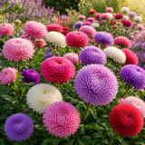 400 Pcs Powder Puff China Aster Seeds for Planting Outdoors, Grow Robust, Easy to Care Mixed Fluffy Blooms for Garden Landscapes
