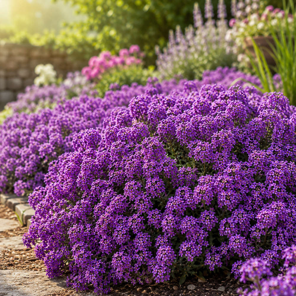 200 Alyssum Seeds, High Germination Violet Queen for Planting, Low Maintenance Trailing Flowers for Sunlit Yard Borders