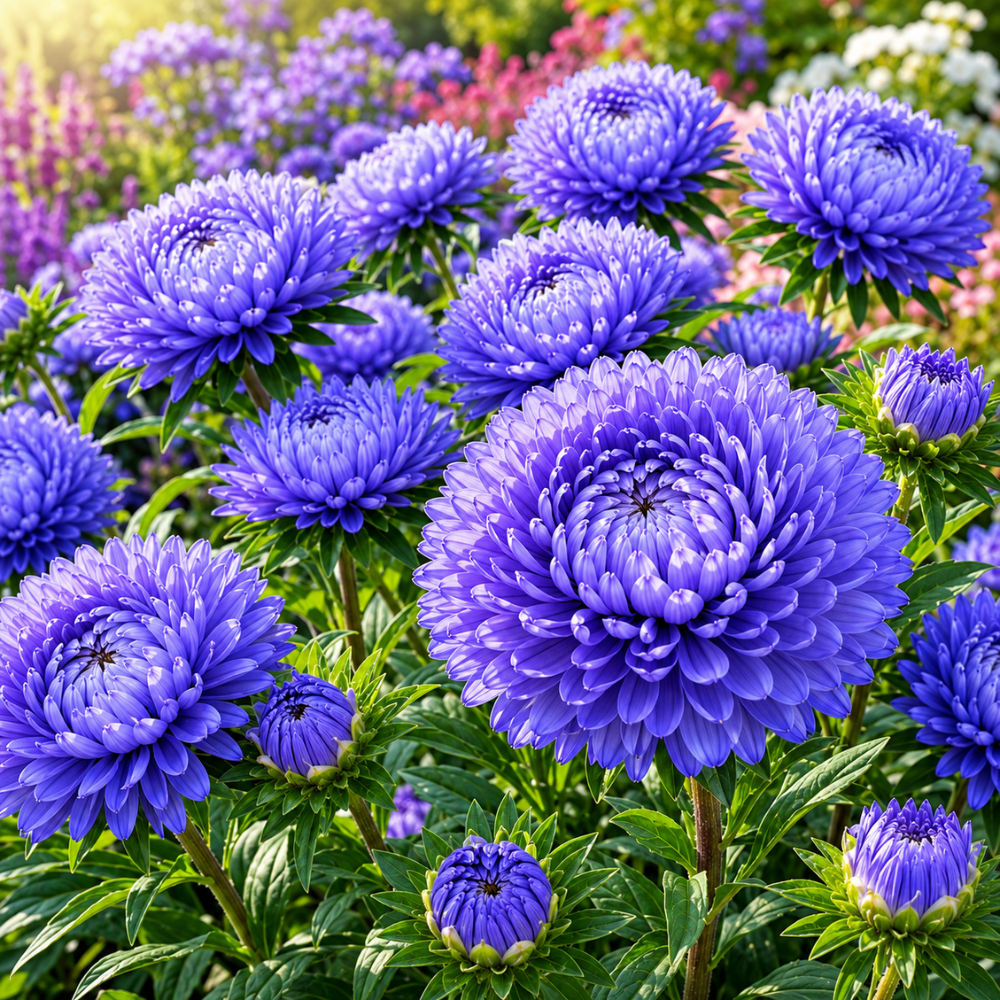 50 Pcs Gala Blue Aster Seeds,, Heirloom Perennial Flowers for Planting, Fast-Growing Plants for Bright Sunlit Gardens & Pollinators