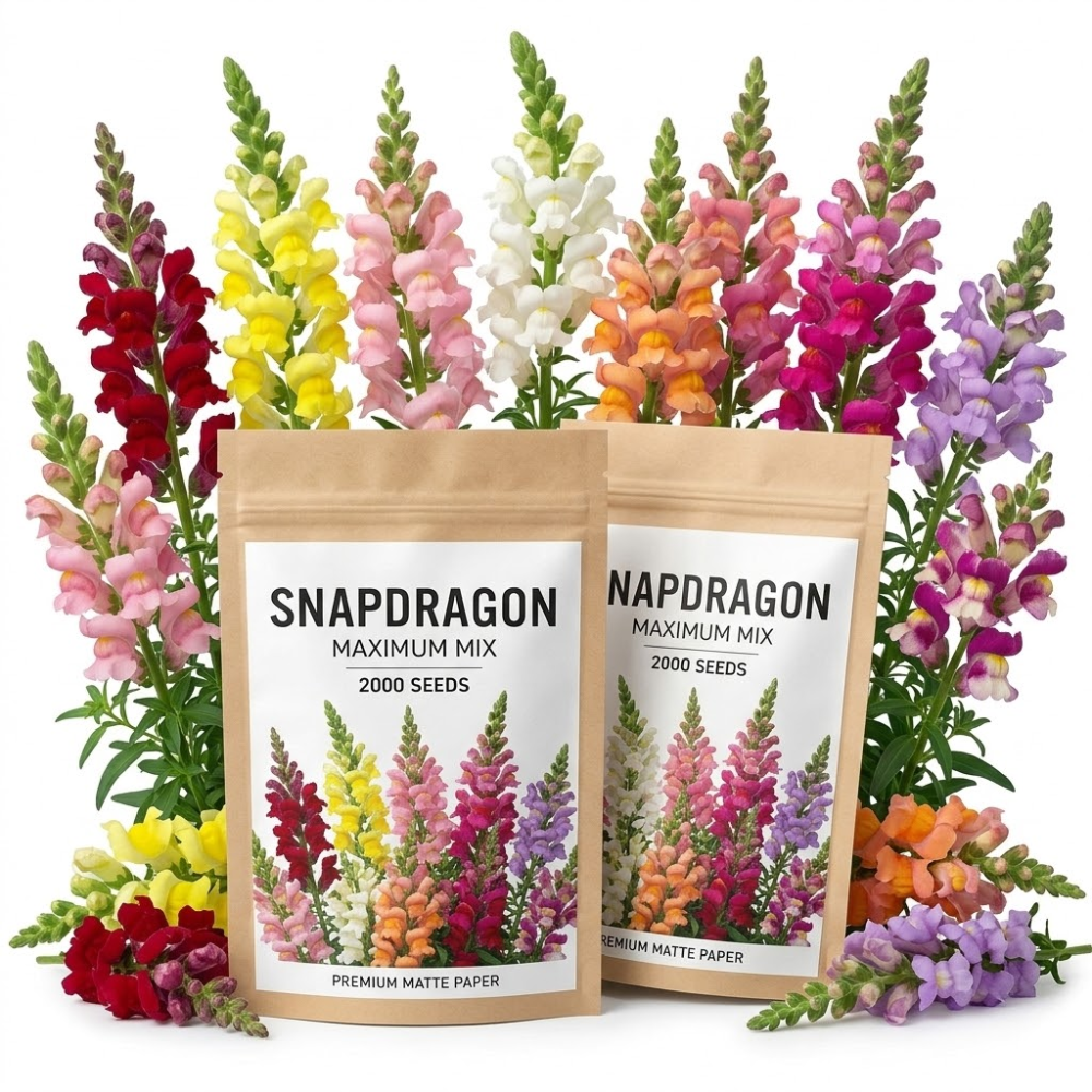 2 Pack Snapdragon Mix (4000 Seeds), Vigorous Flower Seeds for Planting Outdoors, Sturdy Tall Stems & Striking Multicolored Blooms for Cutting Gardens & Patio Decor