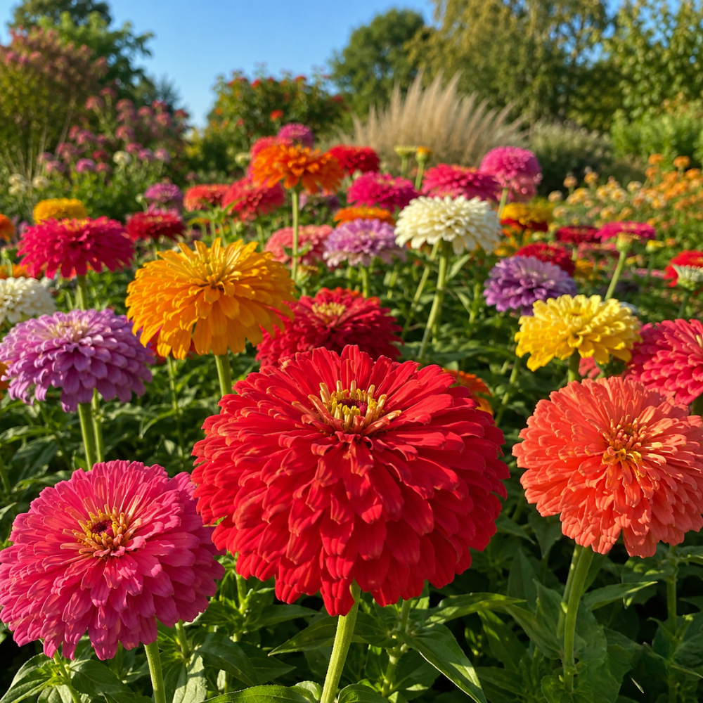 100 Zinnia Seeds, Heirloom California Giant Mix for Planting, Robust Low Maintenance Tall Flowers for Sunlit Yard Borders
