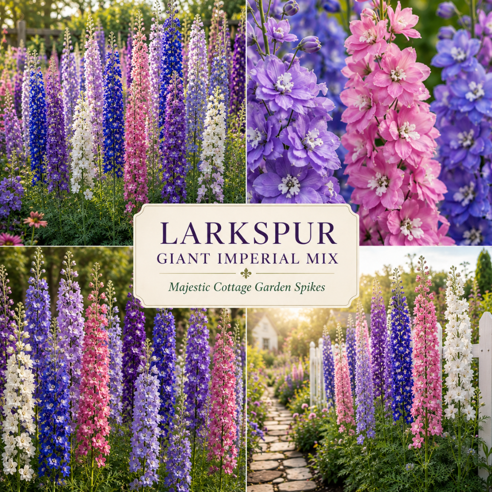 250 Rocket Larkspur Giant Imperial Mix Seeds for Planting Outdoors, Non-GMO Heirloom Flower Seeds, Sturdy Tall Stalks & Striking Floral Spikes for Cut Gardens