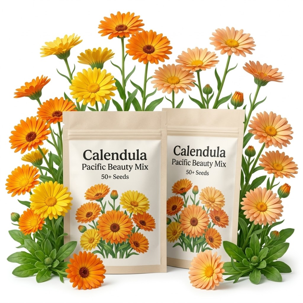 2 Packs Calendula Seeds (100 Seeds), High Germination Pacific Beauty Mix for Planting, Robust Low Maintenance Cut Flowers for Sunlit Yard Borders