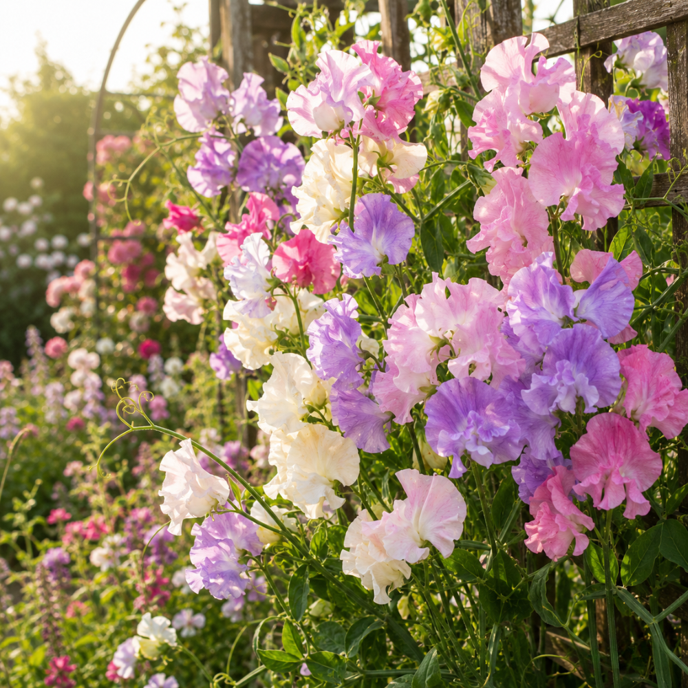40 Pcs Sweet Pea Seeds, Heirloom High Scent Flowers for Planting, Robust Fast-Growing Vines for Bright Sunlit Spring Gardens