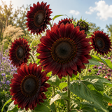 50 Chocolate Cherry Sunflower Seeds, High Germination Mix for Planting, Robust Low Maintenance Dark Velvet Flowers for Sunlit Yard Borders