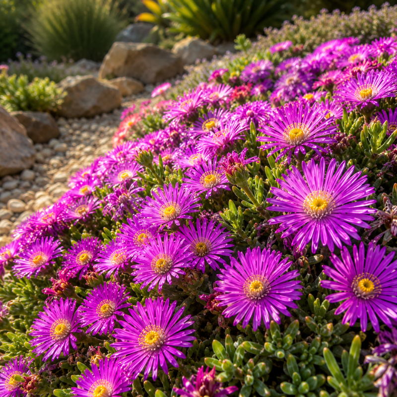 400 Pcs Ice Plant Seeds Perennial, Heirloom Flowers for Planting, Fast-Growing Creeping Plants for Bright Sunlit Yards