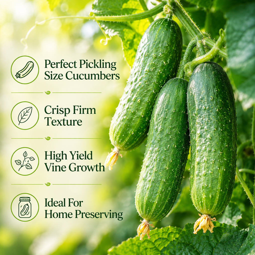 150 Boston Pickling Cucumber Seeds, Non-GMO, Heirloom, Easy to Grow, Crispy Sweet Cucumber Vegetable Seeds for Garden Trellis