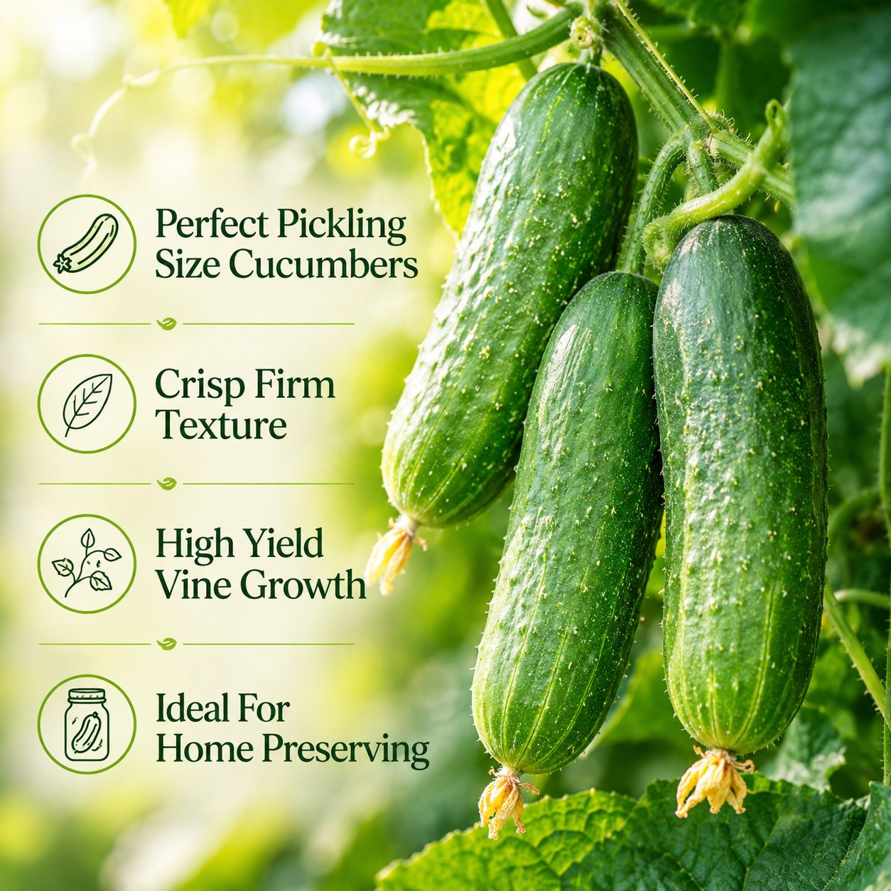 150 Boston Pickling Cucumber Seeds, Non-GMO, Heirloom, Easy to Grow, Crispy Sweet Cucumber Vegetable Seeds for Garden Trellis