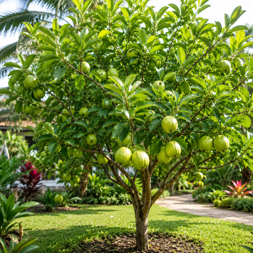 Guava Tree Live Plant - Thai White Guava, 2-3 Feet Size, 3 Gallon Pot, Well-Rooted Tropical Tree, Low Maintenance Fruit Trees for Outdoor Planting (No Ship to CA, HI, AK)